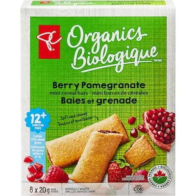 PC Biologique Mini barres de céréales baies et grenade 160 g, 2,19 $/100g