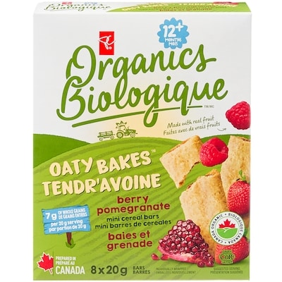 PC Biologique Mini barres de céréales baies et grenade 160 g, 2,06 $/100g
