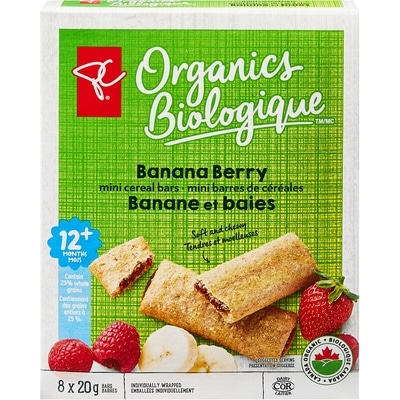 PC Organics Banana Berry Mini Cereal Bars 160 g, $0.02/1ea