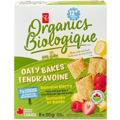 PC Organics Banana Berry Mini Cereal Bars 160 g, $0.02/1ea