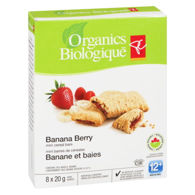 Mini barres de céréales banane et baies