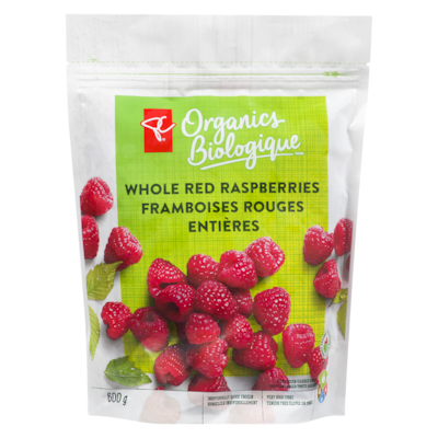 PC Organics Organic Whole Red Raspberries 600 g, $1.42/100g