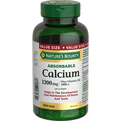 Nature's Bounty Calcium Plus Vitamin D3, Absorbable, 1200 mg 200 ea, $0.13/1ea