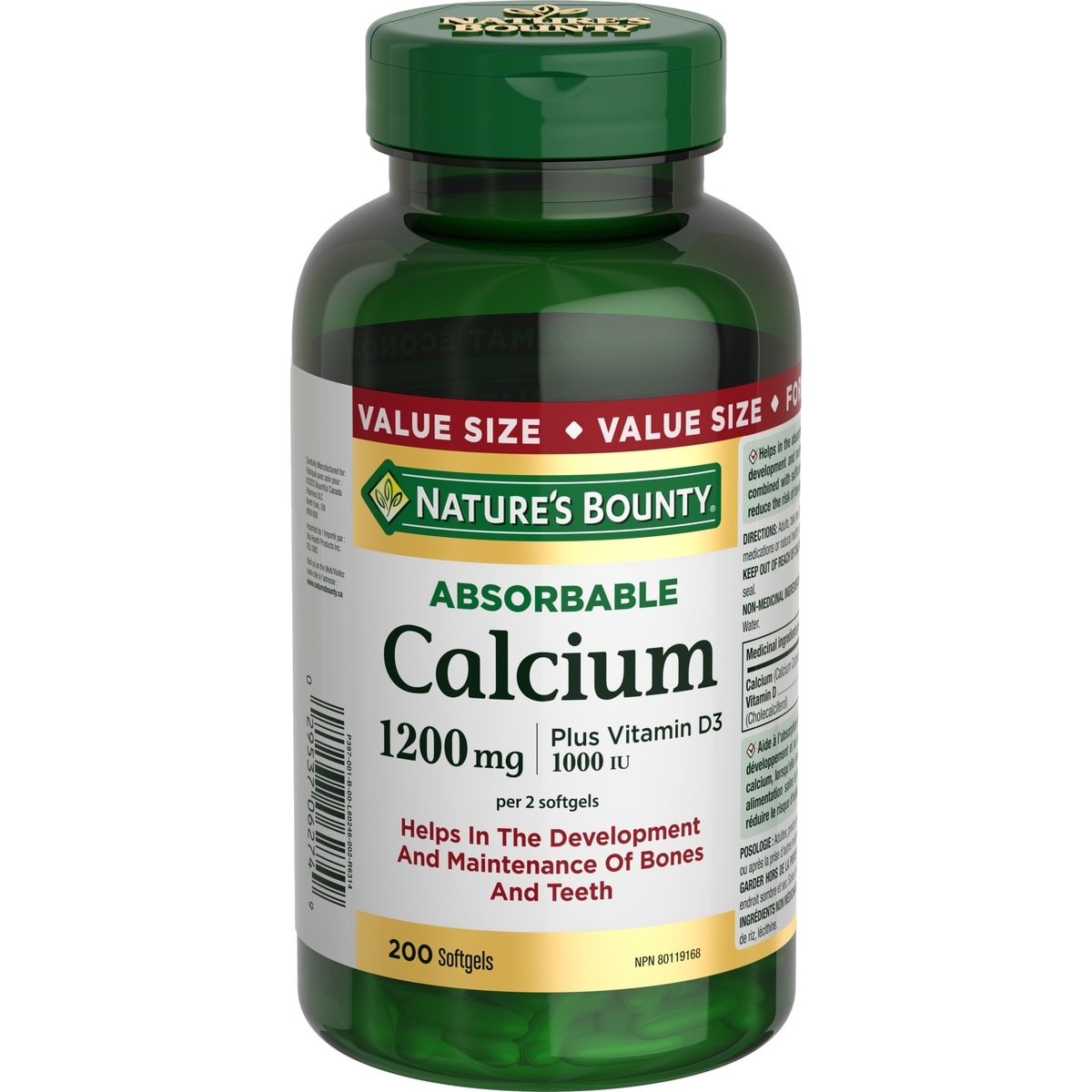 Nature's Bounty Calcium Plus Vitamin D3, Absorbable, 1200 mg 200 ea, $0.14/1ea