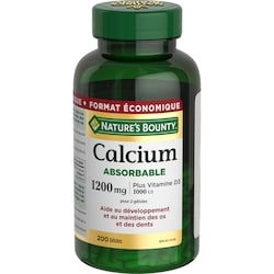 Nature’s Bounty Calcium absorbable et vitamine D3, 1 200 mg 200 ea, 0,14 $/1ch