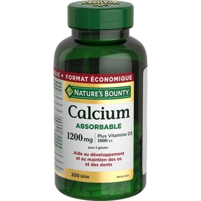 Nature’s Bounty Calcium absorbable et vitamine D3, 1 200 mg 200 ea, 0,12 $/1ch