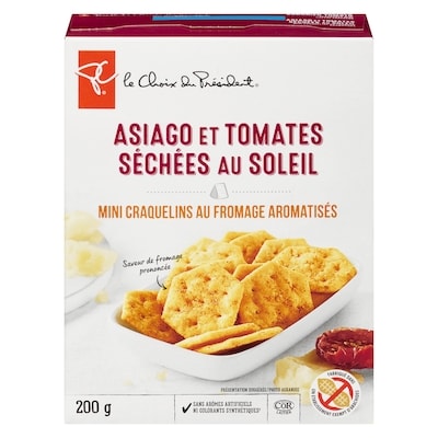 le Choix du Président Mini craquelins au fromage aromatisés, asiago et tomates séchées au soleil 200 g, 1,90 $/100g