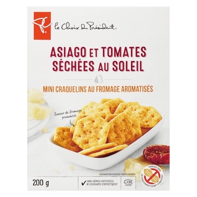 Mini craquelins au fromage aromatisés, asiago et tomates séchées au soleil