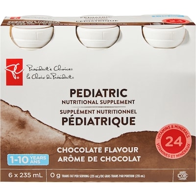 le Choix du Président Supplément nutritionnel pédiatrique au chocolat 6x235.0 ml, 0,64 $/100ml