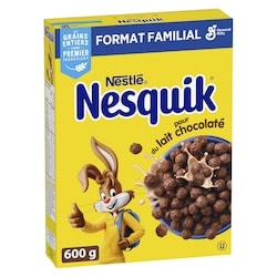 General Mills Nesquik, Céréales au Chocolat, Grains Entiers, Format Familial 600 g, 1,08 $/100g