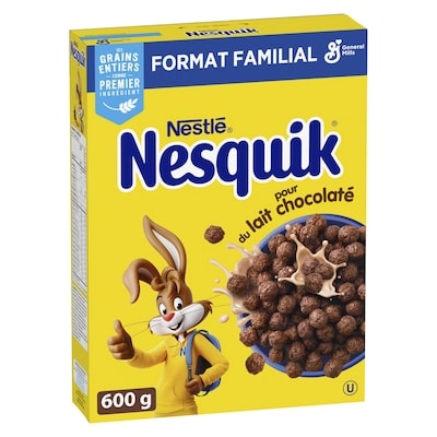 General Mills Nesquik, Céréales au Chocolat, Grains Entiers, Format Familial 600 g, 0,92 $/100g