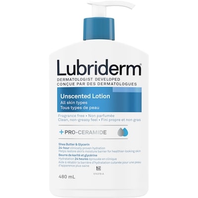 Lubriderm Lotion hydratante Daily Moisture non parfumée pour peau normale à sèche 480 ml, 2,33 $/100ml