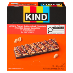Kind Barres Amandes, beurre d'arachide et chocolat noir 12x40.0 g, 5,21 $/100g