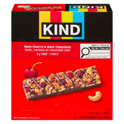Kind bar Nuts Cherry & Dark Chocolate Bars 12x40.0 g, $5.21/100g