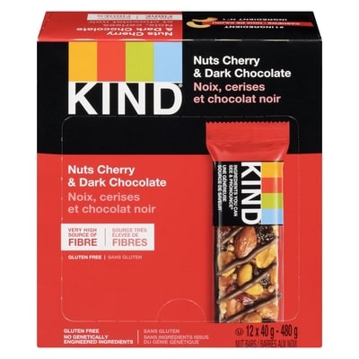 Kind bar Nuts Cherry & Dark Chocolate Bars 12x40.0 g, $5.00/100g