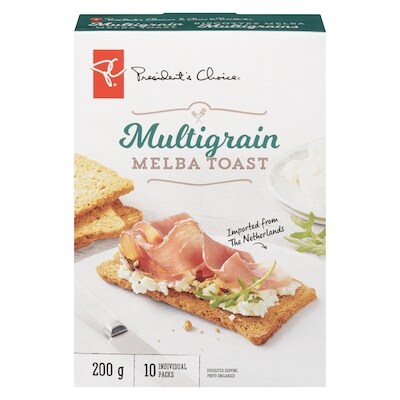President's Choice Multigrain Melba Toast 200 g, $1.75/100g