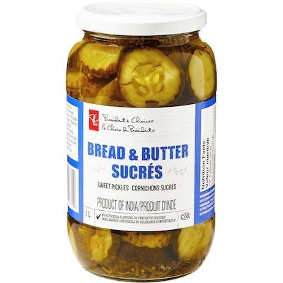 President's Choice Bread & Butter Sweet Pickles 1 l, $0.60/100ml