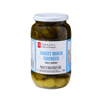 President's Choice Sweet Mixed Pickles 1 l, $0.50/100ml