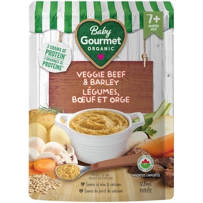 Baby Gourmet Plat préparé biologique légumes, bœuf et orge 128 ml, 1,95 $/100ml