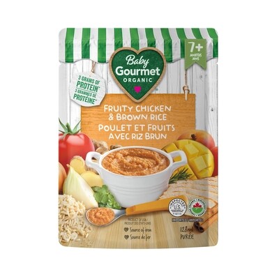 Baby Gourmet Plat préparé biologique poulet et fruits avec riz brun 128 ml, 2,57 $/100ml