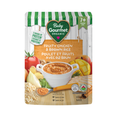 Baby Gourmet Plat préparé biologique poulet et fruits avec riz brun 128 ml, 2,34 $/100ml