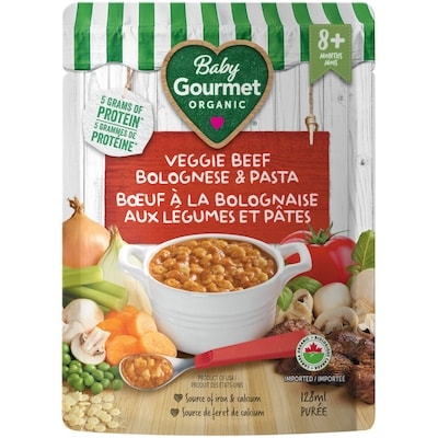 Baby Gourmet Plat préparé biologique bœuf à la bolognaise aux légumes et pâtes  128 ml, 1,95 $/100ml