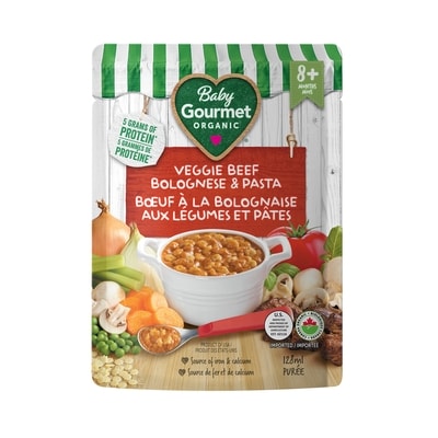 Baby Gourmet Plat préparé biologique bœuf à la bolognaise aux légumes et pâtes  128 ml, 2,57 $/100ml