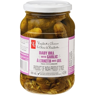 le Choix du Président Petits cornichons à l'aneth avec ail 500 ml, 1,00 $/100ml