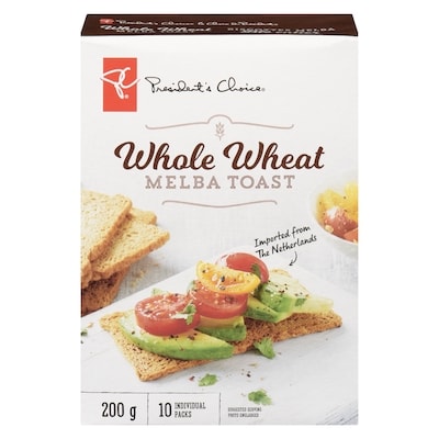 President's Choice Whole Wheat Melba Toast 200 g, $1.75/100g