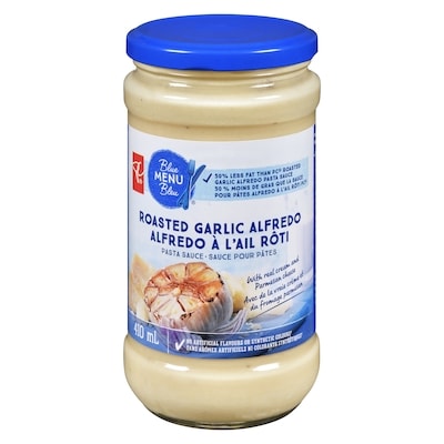 PC Menu Bleu Sauce pour pâtes alfredo à l’ail rôti Menu bleu 410 ml, 0,79 $/100ml