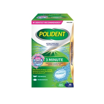 Polident Comprimés 3 Minutes 96 ea, 0,12 $/1ch