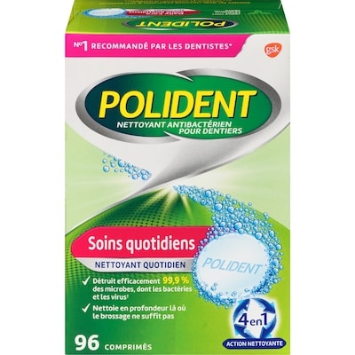 Polident Nettoyant soins quotidiens pour dentier 96 ea, 0,08 $/1ch