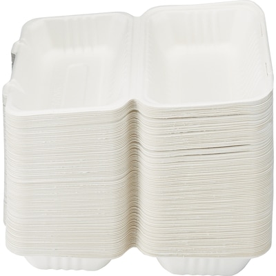 null Compostable Clamshell To Go Takeout Container, 9-in x 6-in 100x1.0 ea, $0.22/1ea