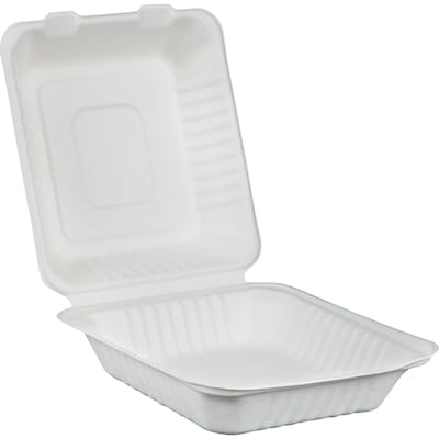 null Compostable Clamshell, 8in x 8in x 3in 100x1.0 ea, $0.25/1ea
