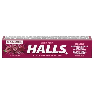 Halls No Sugar Added Black Cherry, Cough Drops, 9 Lozenges 9 ea, $0.21/1ea
