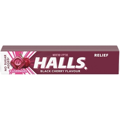 Halls No Sugar Added Black Cherry, Cough Drops, Throat Lozenges, Sore Throat Relief, Mentho-Lyptus 9 ea, $0.22/1ea