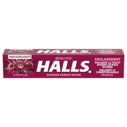 Halls Mentho-Lyptus Cerise noire sans sucre ajouté, bâtonnet de 9 pastilles 9 ea, 0,21 $/1ch