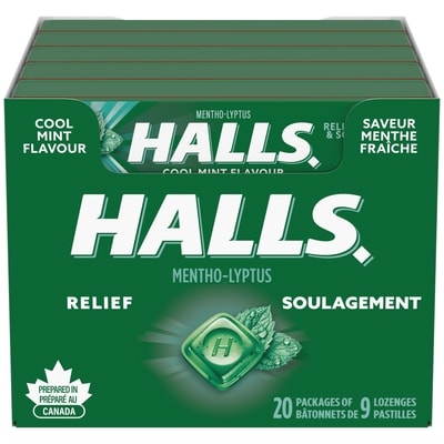 Halls Cool Mint Flavour Cough Drops, Soothes Sore Throats, 9 Lozenges 20x9.0 ea, $0.14/1ea