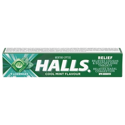 Halls Cool Mint Flavour Cough Drops, Soothes Sore Throats, 9 Count 9 ea, $0.19/1ea