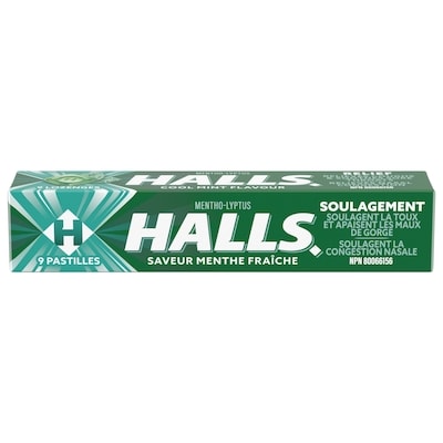 Halls saveur Menthe fraîche, apaise les maux de gorge, 9 unités 9 ea, 0,19 $/1ch