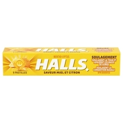 Halls Mentho-Lyptus Miel et citron, bâtonnet de 9 pastilles 9 ea, 0,21 $/1ch