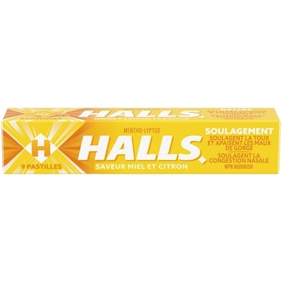 Halls Mentho Lyptus Miel Et Citron Cough Drops 9 ea, 0,22 $/1ch