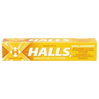 Halls Mentho-Lyptus Miel et citron, bâtonnet de 9 pastilles 9 ea, 0,22 $/1ch