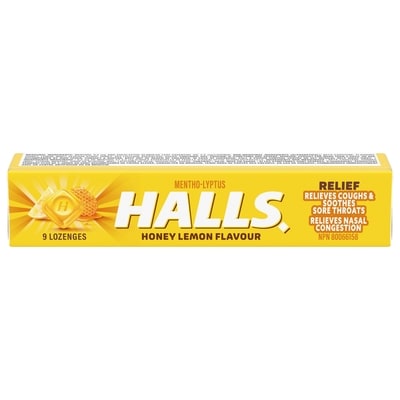 Halls Mentho-Lyptus Miel et citron, bâtonnet de 9 pastilles 9 ea, 0,21 $/1ch