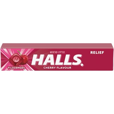Halls Cherry Flavour Cough Drops, Throat Lozenges, Sore Throat Relief, Mentho-Lyptus 9 ea, $0.22/1ea
