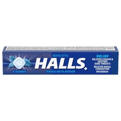 Halls Regular Cough Drops, Throat Lozenges, Sore Throat Relief, 9 Lozenges 9 ea, $0.22/1ea
