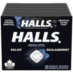 Halls Extra Strong Menthol Cough Drops 9 count, (Pack of 20) 20x9.0 ea, $0.14/1ea