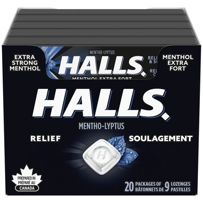 Halls Mentho-Lyptus Extra-fort, 9 pastilles, (emballage de 20) 20x9.0 ea, 0,14 $/1ch
