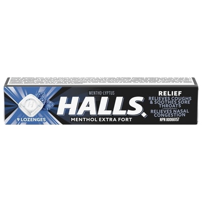 Halls Regular Cough Drops, Throat Lozenges, Sore Throat Relief, Mentho-Lyptus 9 ea, $0.22/1ea