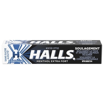 Halls Mentho-Lyptus Extra-fort sans sucre ajouté, 9 pastilles 9 ea, 0,21 $/1ch
